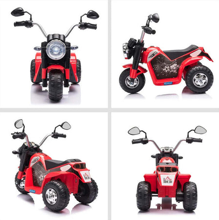 Moto-Elettrica-per-Bambini-a-3-Ruote-con-Luci-e-Suoni,-Batteria-Ricaricabile-6V,-Velocità-2-km/h,-per-Bimbi-da-18-36-Mesi,-72x57x56cm-Rossa-DP7370-188V90RDDP7
