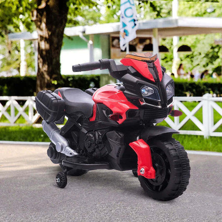 Moto-Elettrica-per-Bambini-con-Fari-e-Clacson,-Batteria-6V-Velocità-3km/h,-Età-18-48-Mesi,-88.5x42.5x49cm,-Rosso-GB7370-159V90RDGB7