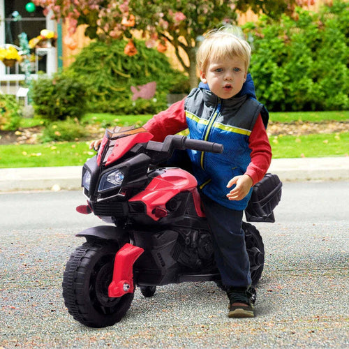 Moto-Elettrica-per-Bambini-con-Fari-e-Clacson,-Batteria-6V-Velocità-3km/h,-Età-18-48-Mesi,-88.5x42.5x49cm,-Rosso-GB7370-159V90RDGB7
