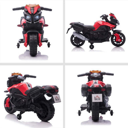 Moto-Elettrica-per-Bambini-con-Fari-e-Clacson,-Batteria-6V-Velocità-3km/h,-Età-18-48-Mesi,-88.5x42.5x49cm,-Rosso-GB7370-159V90RDGB7