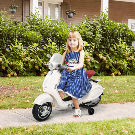 Moto-Elettrica-per-Bambini-con-Licenza-Ufficiale-Vespa,-2-Rotelle,-Luci-e-Suoni,-108x49x75-cm,-Bianca-HN7370-115WTHN7