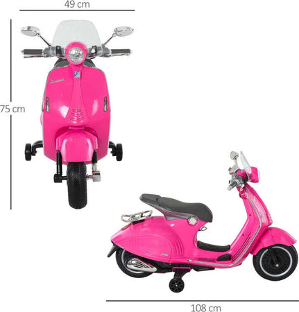 Moto-Elettrica-per-Bambini-con-Licenza-Ufficiale-Vespa,-2-Rotelle,-Luci-e-Suoni,-108x49x75-cm,-Rosa-JN9370-115PKJN9
