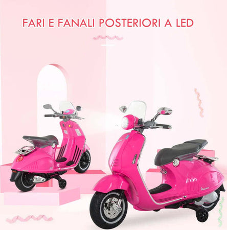 Moto-Elettrica-per-Bambini-con-Licenza-Ufficiale-Vespa,-2-Rotelle,-Luci-e-Suoni,-108x49x75-cm,-Rosa-JN9370-115PKJN9