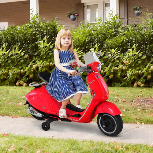 Moto-Elettrica-per-Bambini-con-Licenza-Ufficiale-Vespa,-2-Rotelle,-Luci-e-Suoni,-108x49x75-cm,-Rossa-QW7370-115RDQW7