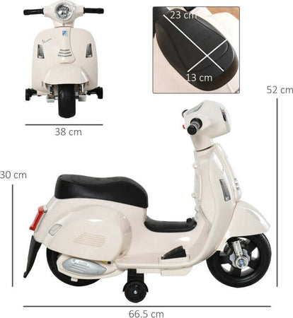 Moto-Elettrica-per-Bambini-con-Licenza-Ufficiale-Vespa-Batteria-6V,-Fari-e-Clacson,-per-Bimbi-da-18-36-mesi,-Bianco,-66.5x38x52cm-BV9370-138WTBV9