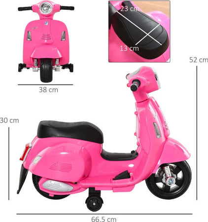 Moto-Elettrica-per-Bambini-con-Licenza-Ufficiale-Vespa-Batteria-6V,-Fari-e-Clacson,-per-Bimbi-da-18-36-mesi,-Rosa,-66.5x38x52cm-BV6370-138PKBV6
