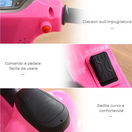 Moto-Elettrica-per-Bambini-con-Licenza-Ufficiale-Vespa-Batteria-6V,-Fari-e-Clacson,-per-Bimbi-da-18-36-mesi,-Rosa,-66.5x38x52cm-BV6370-138PKBV6