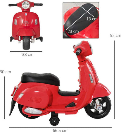 Moto-Elettrica-per-Bambini-con-Licenza-Ufficiale-Vespa-Batteria-6V,-Fari-e-Clacson,-per-Bimbi-da-18-36-mesi,-Rosso,-66.5x38x52cm-BG6370-138RDBG6