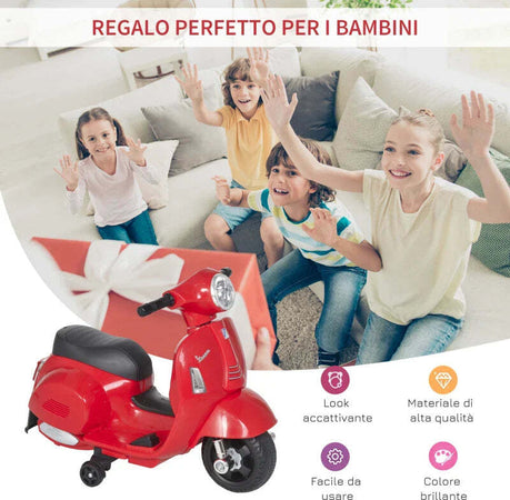 Moto-Elettrica-per-Bambini-con-Licenza-Ufficiale-Vespa-Batteria-6V,-Fari-e-Clacson,-per-Bimbi-da-18-36-mesi,-Rosso,-66.5x38x52cm-BG6370-138RDBG6