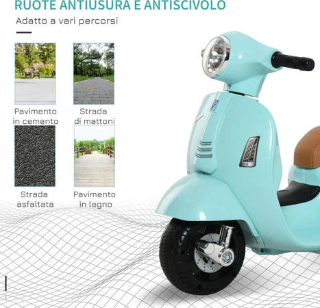 Moto-Elettrica-per-Bambini-con-Licenza-Ufficiale-Vespa-Batteria-6V,-Fari-e-Clacson,-per-Bimbi-da-18-36-mesi,-Verde,-66.5x38x52cm-MN7370-138GNMN7
