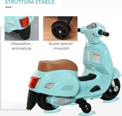Moto-Elettrica-per-Bambini-con-Licenza-Ufficiale-Vespa-Batteria-6V,-Fari-e-Clacson,-per-Bimbi-da-18-36-mesi,-Verde,-66.5x38x52cm-MN7370-138GNMN7