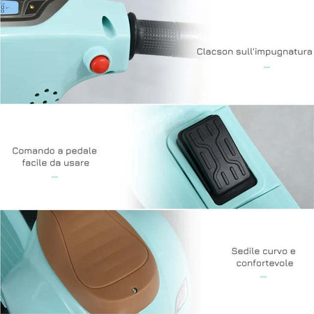 Moto-Elettrica-per-Bambini-con-Licenza-Ufficiale-Vespa-Batteria-6V,-Fari-e-Clacson,-per-Bimbi-da-18-36-mesi,-Verde,-66.5x38x52cm-MN7370-138GNMN7
