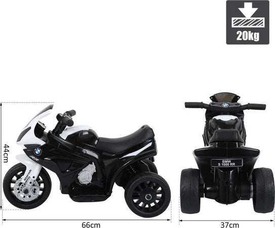 Moto-Elettrica-per-Bambini-Max.-20kg-con-Licenza-BMW,-3-Ruote,-Batteria-Ricaricabile-6V,-Bianca-Nera,-66x37x44cm-GB5370-064BKGB5