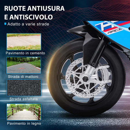 Moto-per-Bambini-18-60-Mesi-Modello-BMW-HP4-con-Fari,-Musica-e-Pedali,-in-PP-e-Metallo,-82.5x42x54-cm,-Blu-QW3370-211V90BUQW3