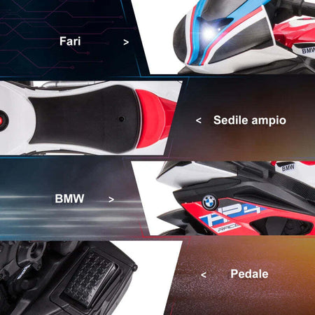 Moto-per-Bambini-18-60-Mesi-Modello-BMW-HP4-con-Fari,-Musica-e-Pedali,-in-PP-e-Metallo,-82.5x42x54-cm,-Rosso-WS6370-211V90RDWS6
