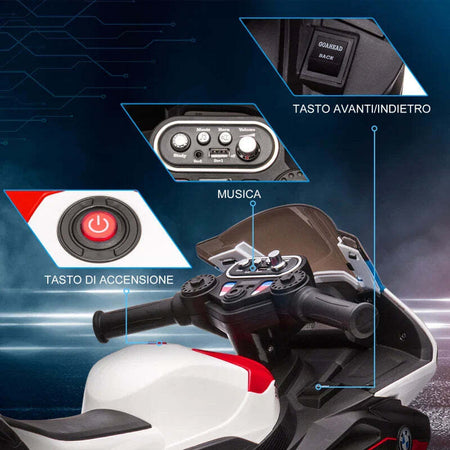 Moto-per-Bambini-18-60-Mesi-Modello-BMW-HP4-con-Fari,-Musica-e-Pedali,-in-PP-e-Metallo,-82.5x42x54-cm,-Rosso-WS6370-211V90RDWS6