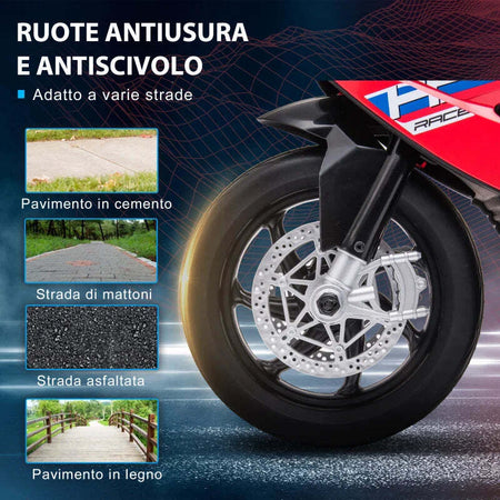 Moto-per-Bambini-18-60-Mesi-Modello-BMW-HP4-con-Fari,-Musica-e-Pedali,-in-PP-e-Metallo,-82.5x42x54-cm,-Rosso-WS6370-211V90RDWS6