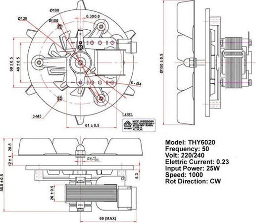 MOTO VENTILATORE CON VENTOLA MOTORE FORNO 30W CON ALBERO 12 mm - UNIVERSALE - Casa e cucina/Grandi elettrodomestici/Accessori e parti di ricambio/Ricambi e accessori per forni/Termostati per forni Rossi Ricambi - Venetico Marina, Commerciovirtuoso.it