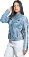Motociclista-Donna---Biker-Donna-Azzurro-Tamponato-in-vera-pelle