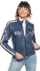 Motociclista-Donna---Biker-Donna-Blu-Tamponato-in-vera-pelle