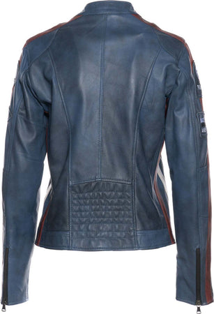 Motociclista-Donna---Biker-Donna-Blu-Tamponato-in-vera-pelle