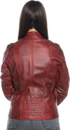Motociclista-Donna---Biker-Donna-Bordeaux-Tamponato-in-vera-pelle