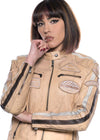 Motociclista-Donna---Biker-Donna-Crema-Tamponato-in-vera-pelle