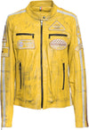 Motociclista-Donna---Biker-Donna-Giallo-Tamponato-in-vera-pelle