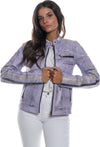 Motociclista-Donna---Biker-Donna-Lilla-Tamponato-in-vera-pelle
