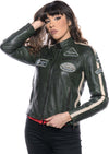 Motociclista-Donna---Biker-Donna-Verde-Bis-Tamponato-in-vera-pelle