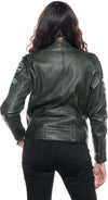 Motociclista-Donna---Biker-Donna-Verde-Bis-Tamponato-in-vera-pelle