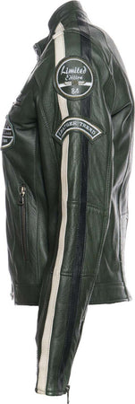 Motociclista-Donna---Biker-Donna-Verde-Bis-Tamponato-in-vera-pelle