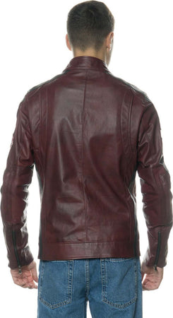 Motociclista-Uomo---Biker-Uomo-Bordeaux-in-vera-pelle-Nappata