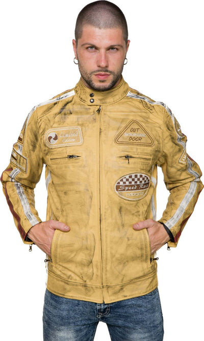 Motociclista-Uomo---Biker-Uomo-Giallo-in-vera-pelle