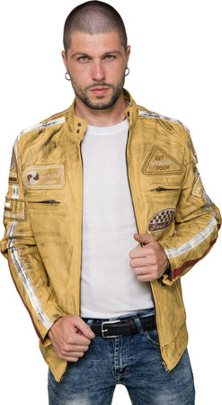 Motociclista-Uomo---Biker-Uomo-Giallo-in-vera-pelle