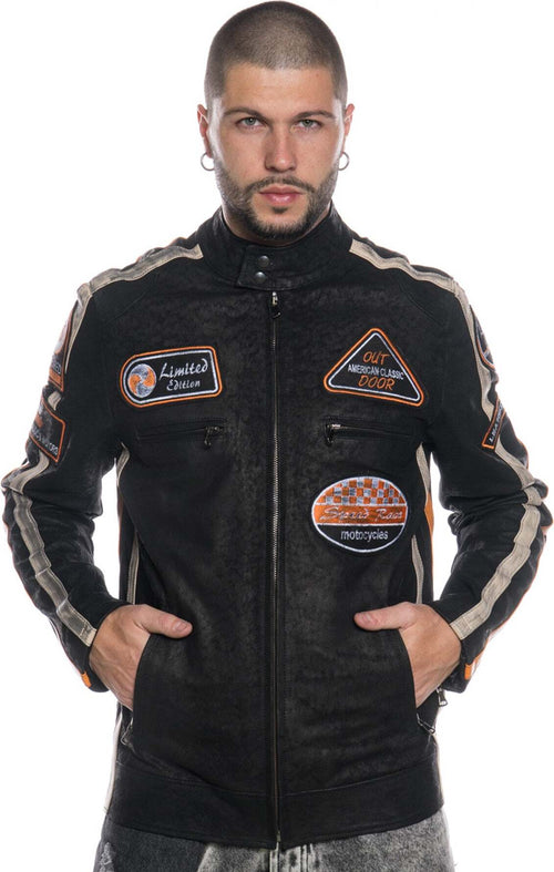 Motociclista-Uomo---Biker-Uomo-Nero-Effetto-Antichizzato-in-vera-pelle