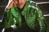 Motociclista-Uomo---Biker-Uomo-Verde-Kawasaki-in-vera-pelle