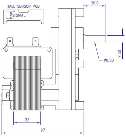 Motoriduttore 3Rpm Pacco 32Mm Albero 8,5Mm Spianatura Singola, Rotazione Oraria, Con Encoder 14702016