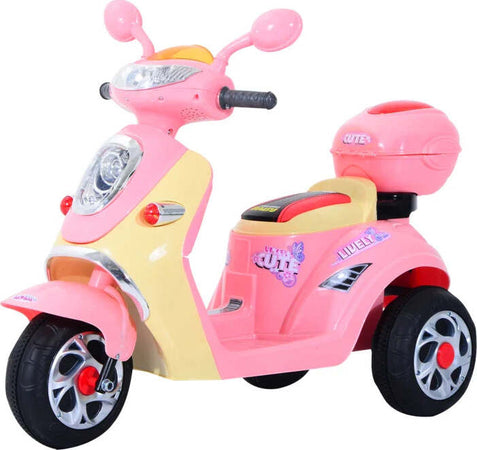 Motorino-Elettrico-per-Bambini-3-Anni+-Max.-25kg-con-Luci,-Musica,-Batteria-6V-e-Velocità-3km/h,-108x51x75-cm,-Rosa-QA4370-013QA4