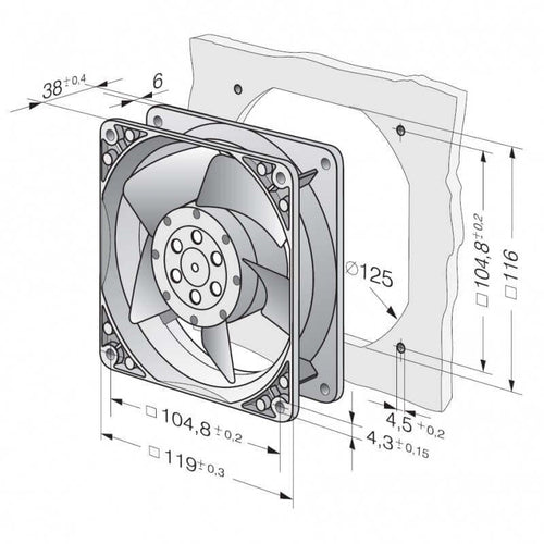 Motoventilatore 120X120x38 19W 2650Rpm, Monta Cavo Ebm106bc0046 Stufe a Pellet EBM4650N