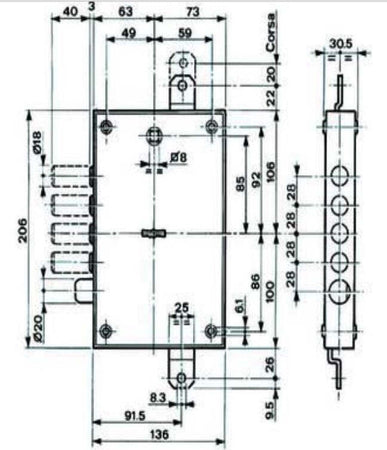 MOTTURA---SERRATURA-DA-APPLICARE,-TRIPLICE-A-MEZZO-GIRO-REVERSIBILE---DOPPIA-MAPPA