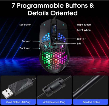 Mouse Da Gioco Cablato Usb Macro Definition 7 Tasti Programmabile Luce Rgb Qm1 Elettronica/Informatica/Accessori/Tastiere Mouse e periferiche di input/Mouse Trade Shop italia - Napoli, Commerciovirtuoso.it