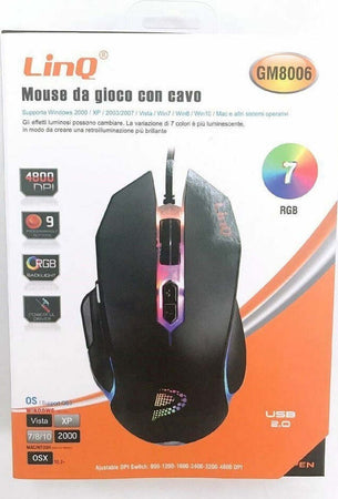 Mouse Gaming Da Gioco Con Filo Usb 2.0 Dpi Regolabile 4800dpi 7 Luci Rgb Gm8006 Elettronica/Informatica/Accessori/Tastiere Mouse e periferiche di input/Mouse Trade Shop italia - Napoli, Commerciovirtuoso.it