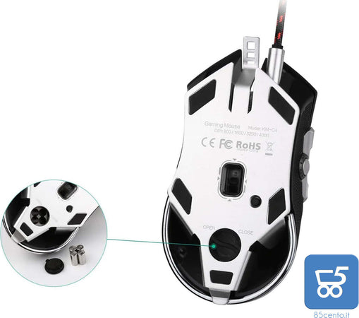 Mouse Gaming USB con 8 pulsanti programmabili Fino a 4000 DPI RGB LED per PC
