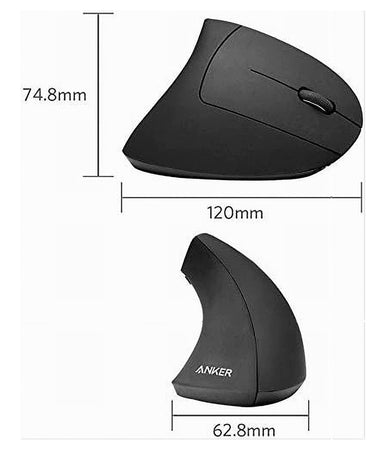 Mouse Verticale Wireless Senza Fili Impugnatura Verticale Design Ergonomico Nero