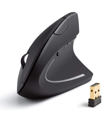 Mouse Verticale Wireless Senza Fili Impugnatura Verticale Design Ergonomico Nero