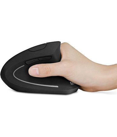 Mouse Verticale Wireless Senza Fili Impugnatura Verticale Design Ergonomico Nero