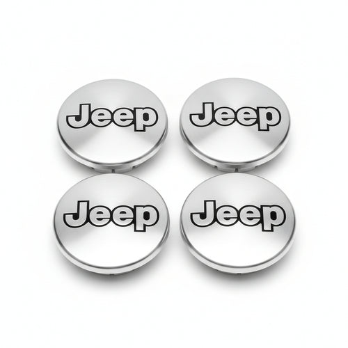 Set 4 Tappi JEEP 55mm Coprimozzo Cromo Compatibile Renegade Compass Wrangler Cerchi in Lega