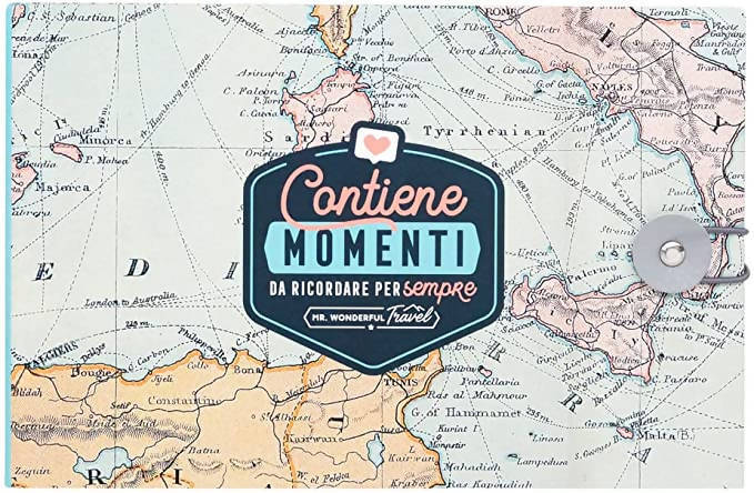 Mr-Wonderful Album Foto Viaggi Con Scritta " Contiene Momenti Da Ricordare per Sempre " Album Ricordi Fotografici a Tema Di Viaggio Con 64 Pagine Con 8 Fogli Di Adesivi Stickers