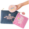 Mr-wonderful Set Di 3 Beauty Case Glitter Is My Favourite Mood Bustine Con Scritte E Zip Rifiniture Glitter